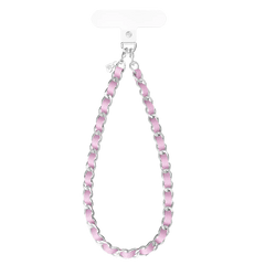 Pink Leather Chain Phone Charm