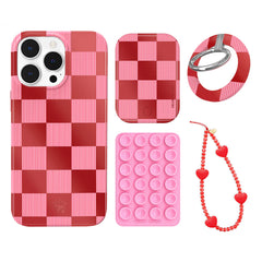 Rose Vibe Checkered iPhone Bundle Set - Grip