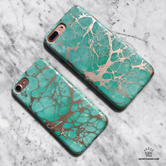 Turquoise Rose Gold Chrome iPhone Case