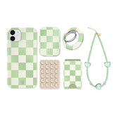 Pistachio Vibe Checkered iPhone Bundle Set
