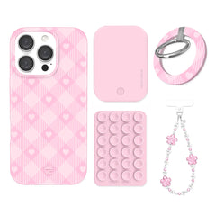 Dolly Pink Gingham iPhone Bundle Set - Grip