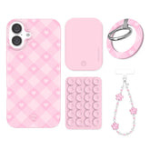 Dolly Pink Gingham iPhone Bundle Set - Grip