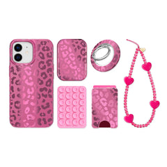 Pink Ruby Leopard iPhone Bundle Set