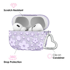 Lavender Cherry Blossom Glitter AirPod Case