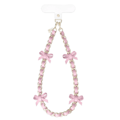 Pink Bow Leather Chain Phone Charm