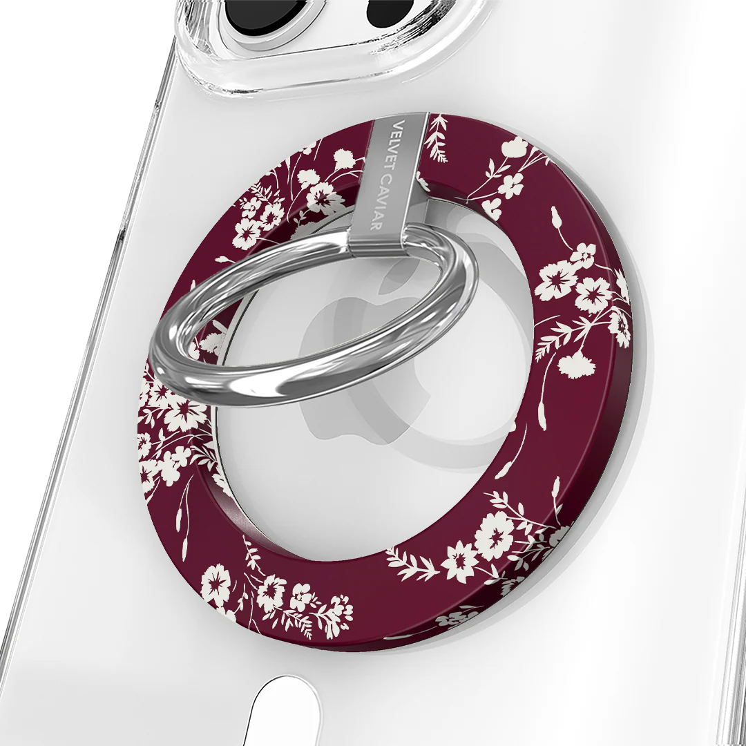 French Burgundy Floral MagSafe Grip Ring