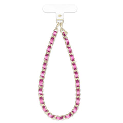 Metallic Pink Leather Chain Phone Charm