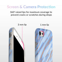 Sky Blue Rose Gold Chrome Marble iPhone case