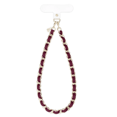 Burgundy Leather Chain Phone Charm