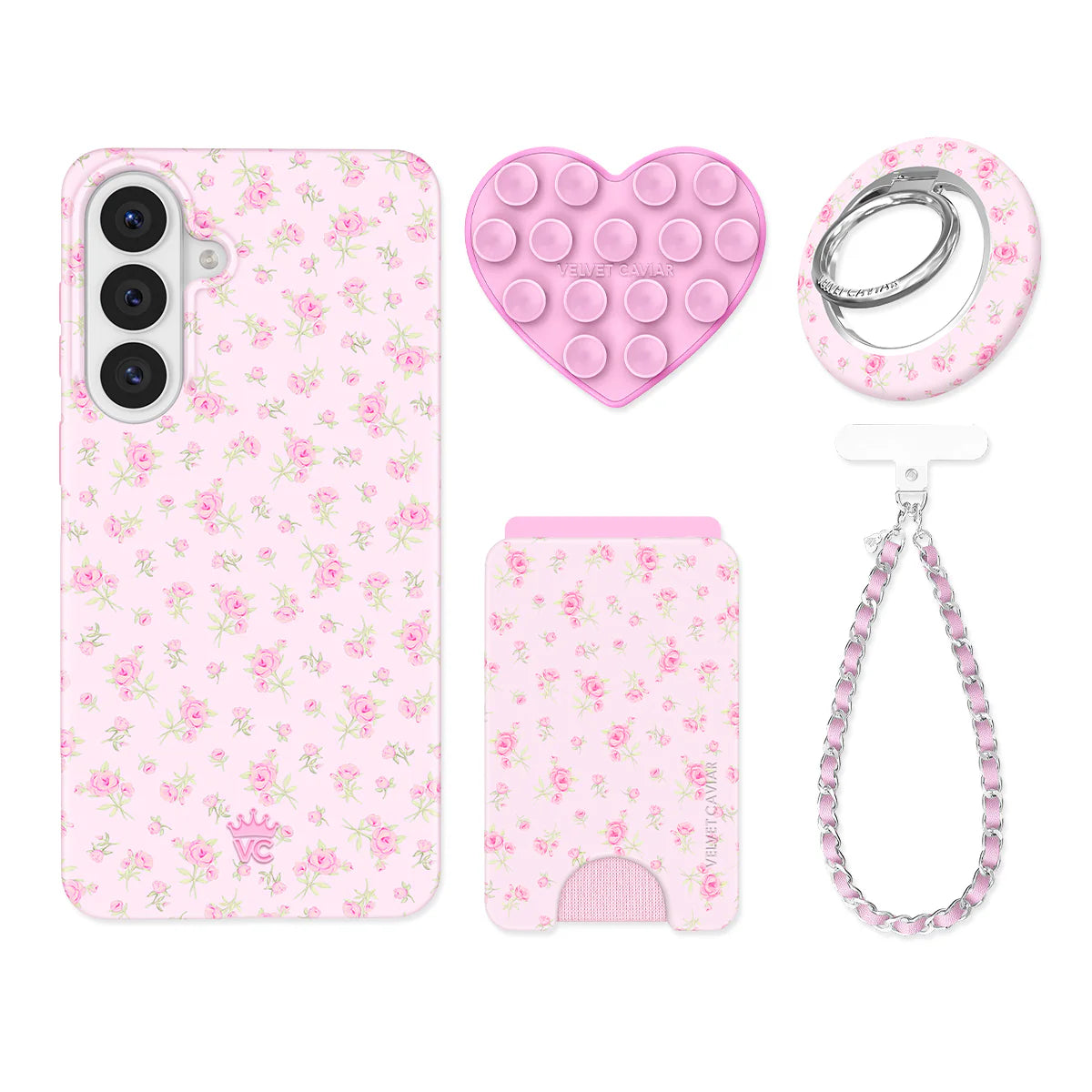 Dainty Pink Floral Samsung Bundle Set