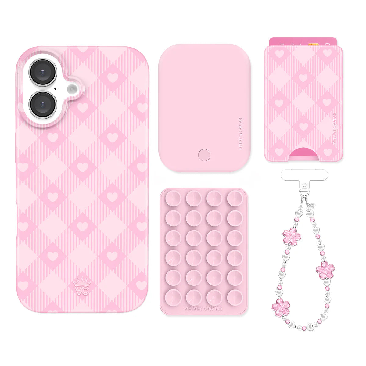 Dolly Pink Gingham iPhone Bundle Set - Wallet