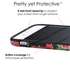Black Hibiscus Rose Gold Chrome Floral iPhone Case