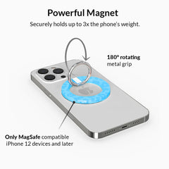 Aqua Blue Leopard MagSafe Grip Ring
