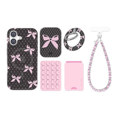 Lacy Pink Bows iPhone Bundle Set