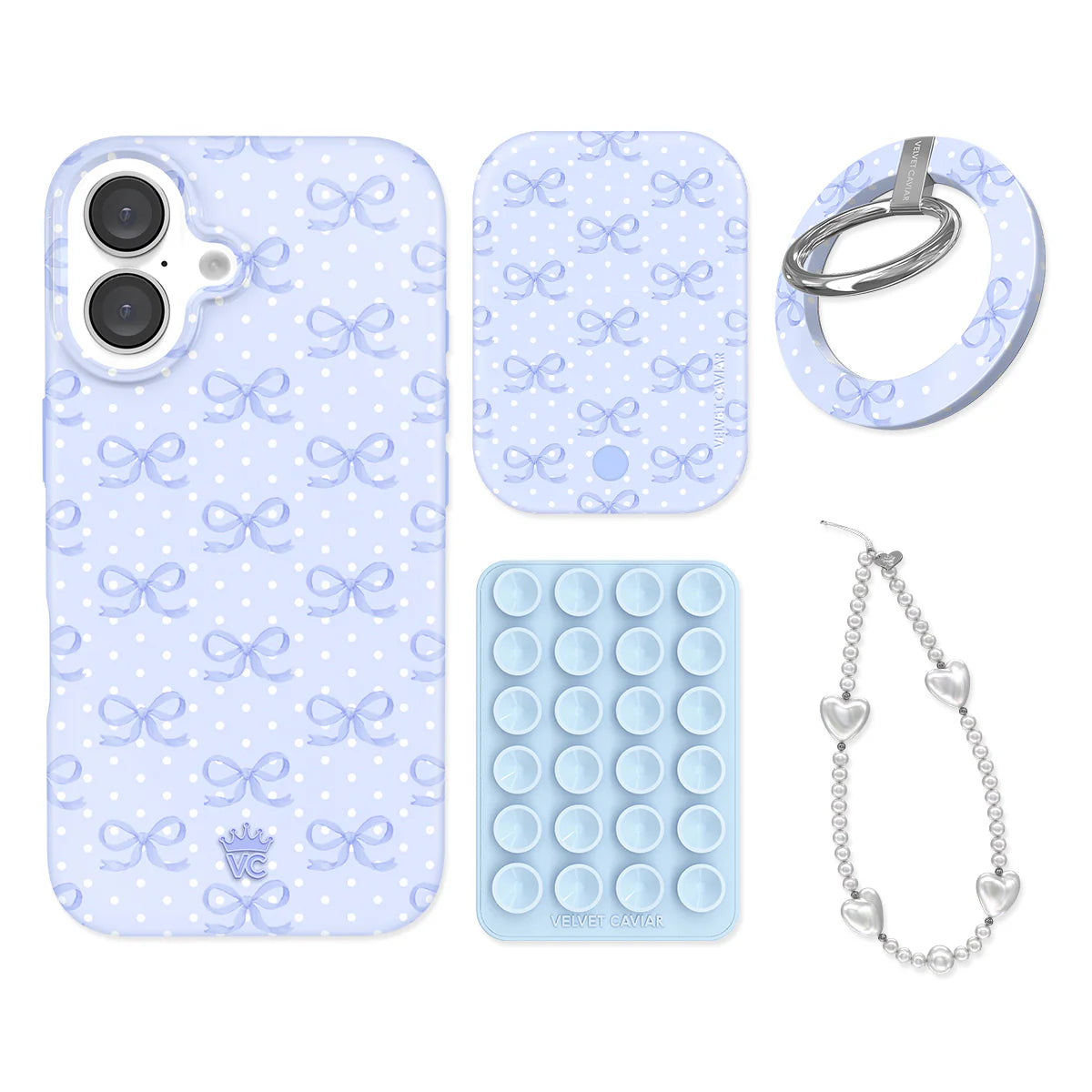 Lovely Blue Bows iPhone Bundle Set - Grip