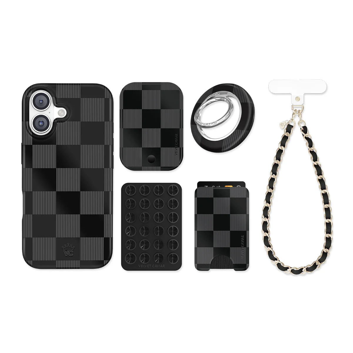 Noir Vibe Checkered iPhone Bundle Set
