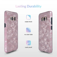 Dusty Rose Chrome Floral Samsung Galaxy Case