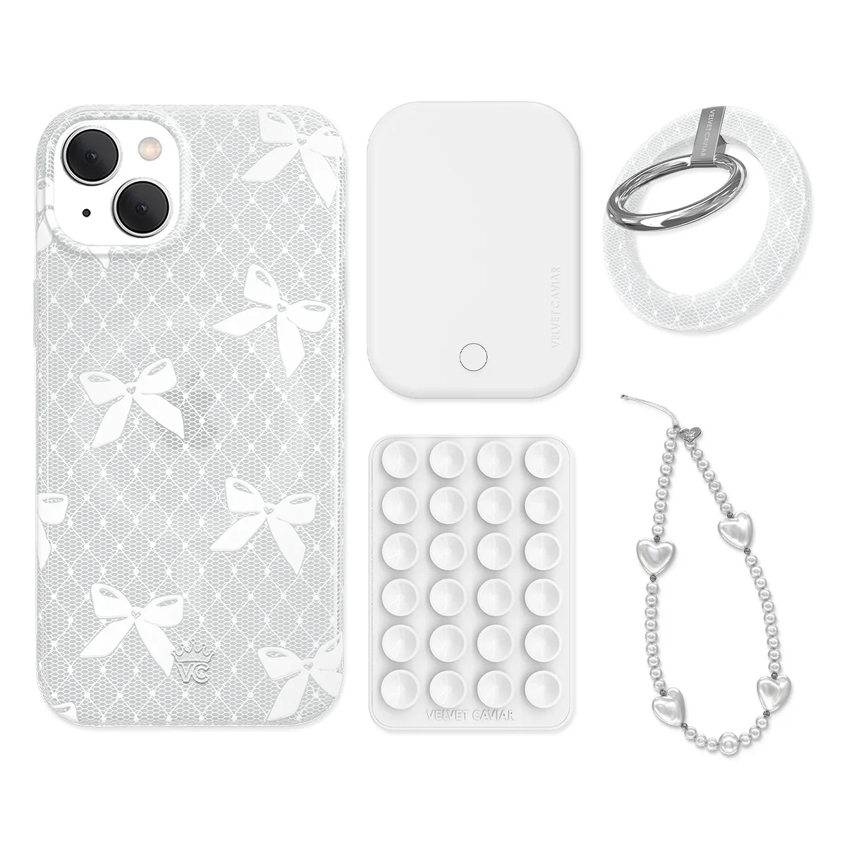 Vintage Lace Bows iPhone Bundle Set - Grip